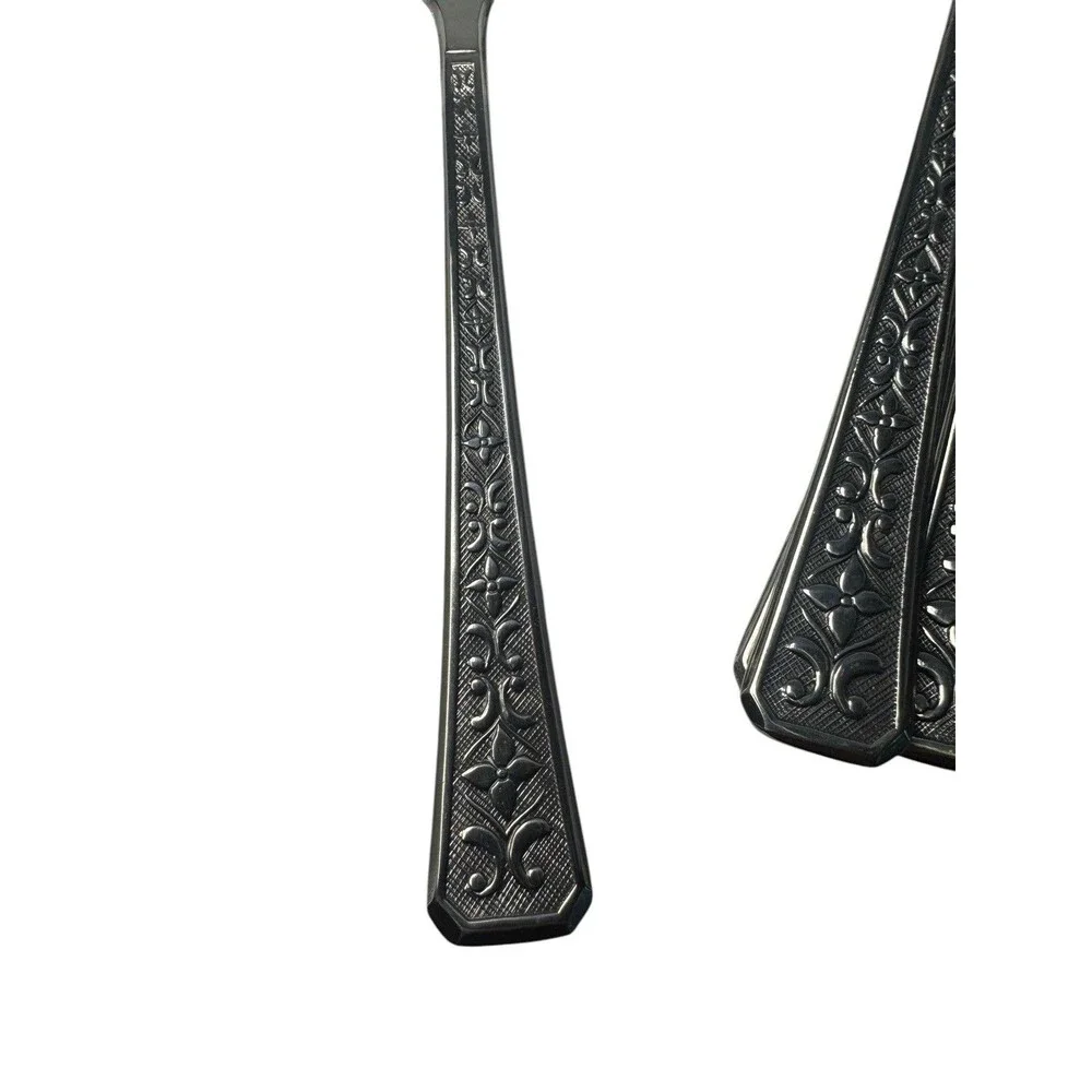 VTG INTERPUR Florenz Stainless Flatware Korea Floral Daisy Fleur de Lis Lot (13)
